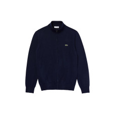 LACOSTE Stand-Up Collar Organic Cotton Zippered Sweater