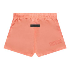 Fear of God Essentials FW22 Nylon Running Shorts Coral Logo