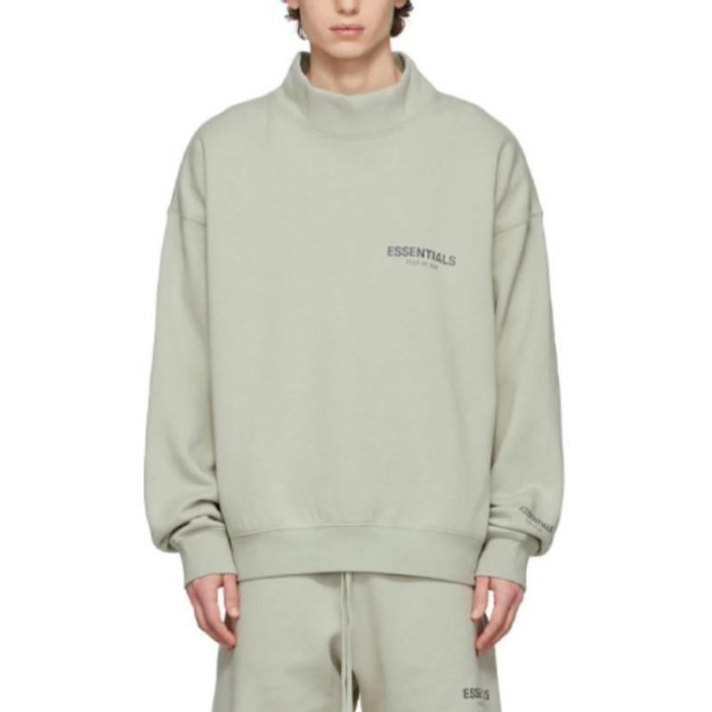 Fear of God Essentials FW21 Mock Neck Sweatshirt GreenConcrete Logo