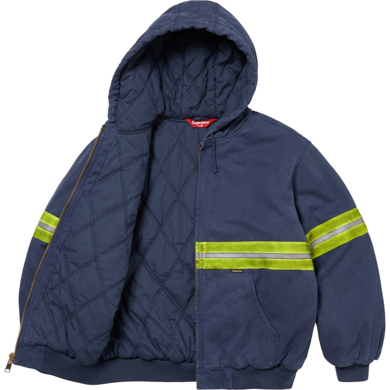 Supreme FW24 WEEK1 Reflective Stripe Hooded Work Jacket