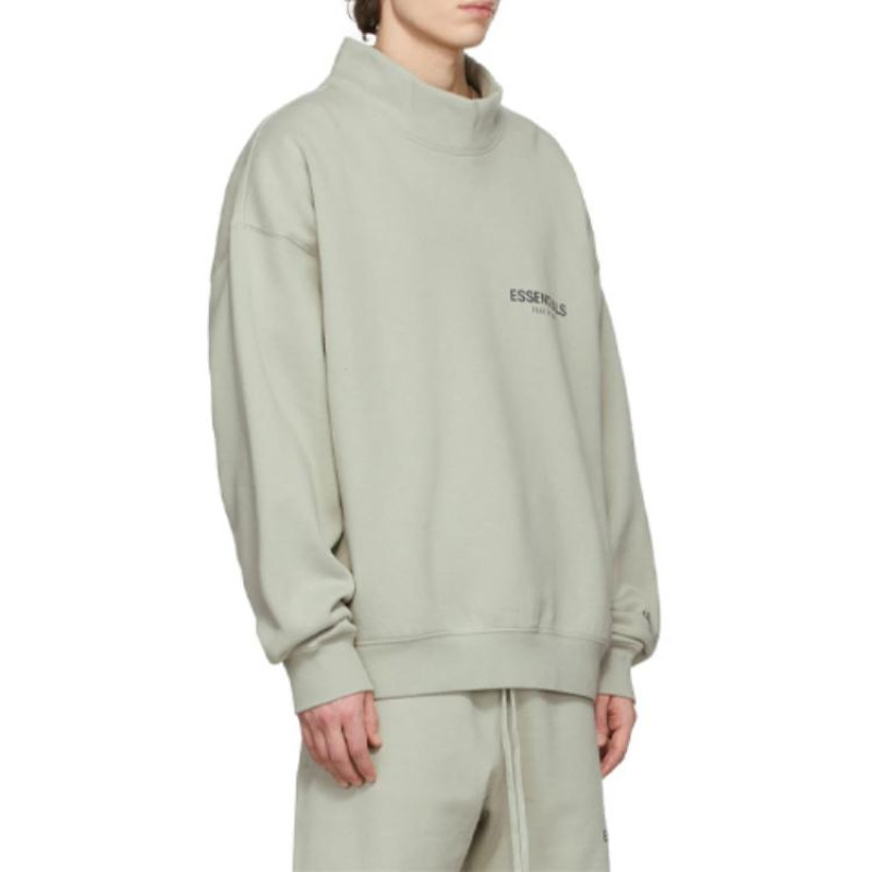 Fear of God Essentials FW21 Mock Neck Sweatshirt GreenConcrete Logo