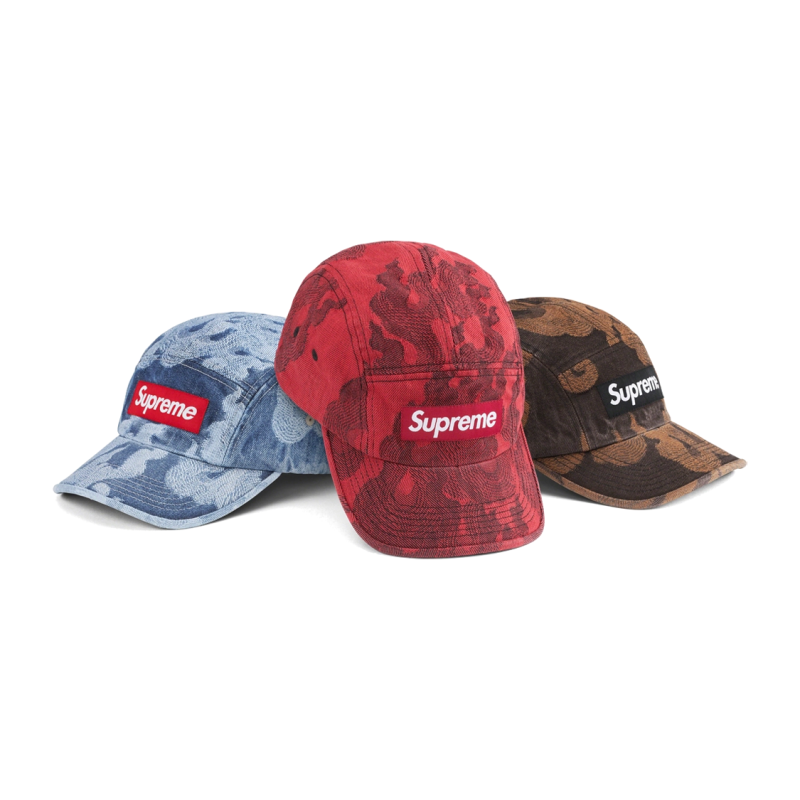 Supreme SS23 WEEK13 FLAMES JACQUARD DENIM CAMP CAP