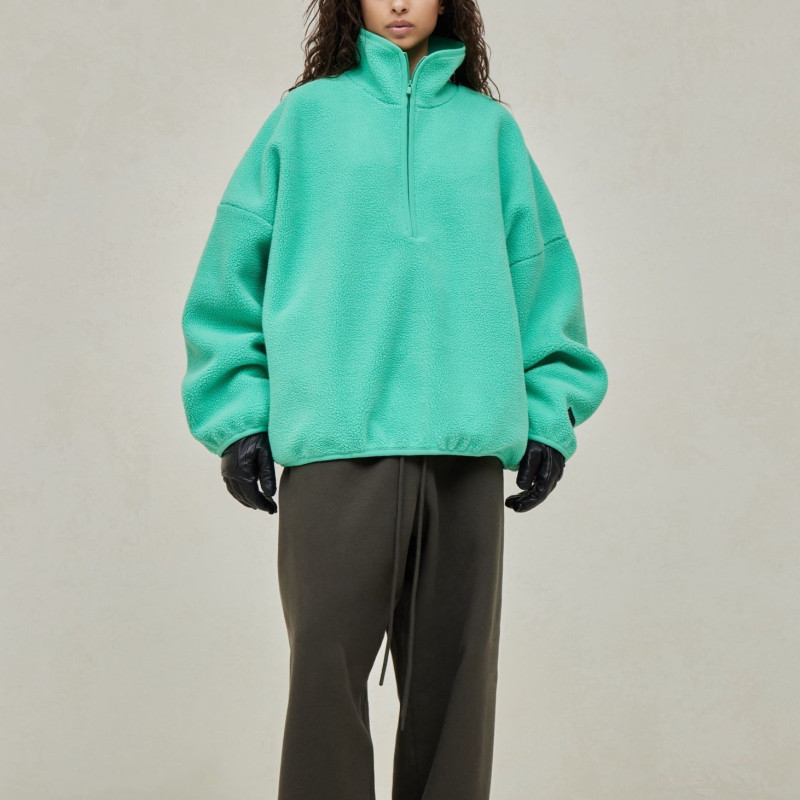Fear of God Essentials SS24 Polar Fleece Halfzip Mockneck MINT LEAF