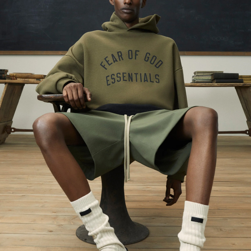 Fear of God Essentials Fall24 BACK TO SCHOOL Fleece Hoodie OLIVE