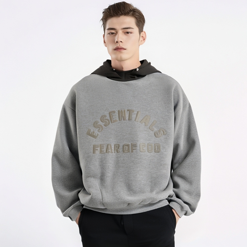 Fear of God Essentials SS24 Nylon Fleece Hoodie Dark Heather Oatmeal