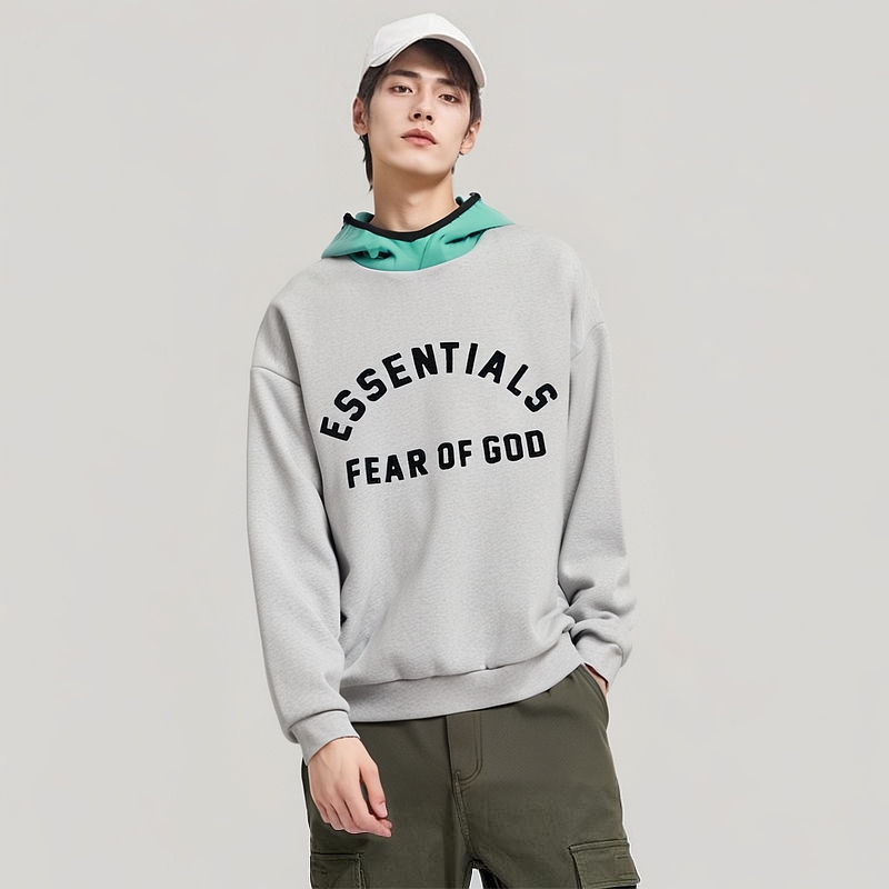 Fear of God Essentials SS24 drop2 Nylon Fleece Hoodie Light Heather GreyMint Leaf