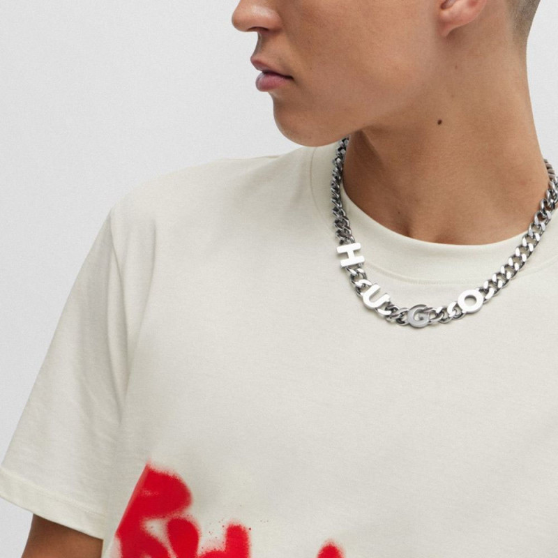 HUGO BOSS Relaxed-Fit T-Shirt In Cotton With Spray-Print Artwork T