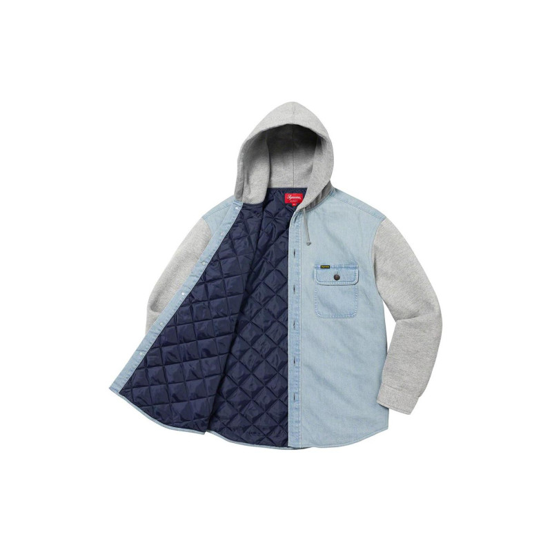 Supreme FW22 Week 12 Fleece Hooded Denim Shirt Logo