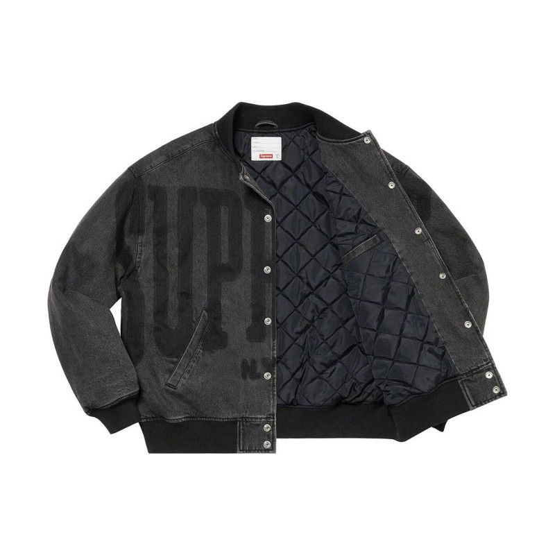 Supreme SS23 Week9 washed knockout denim varsity jacket Logo