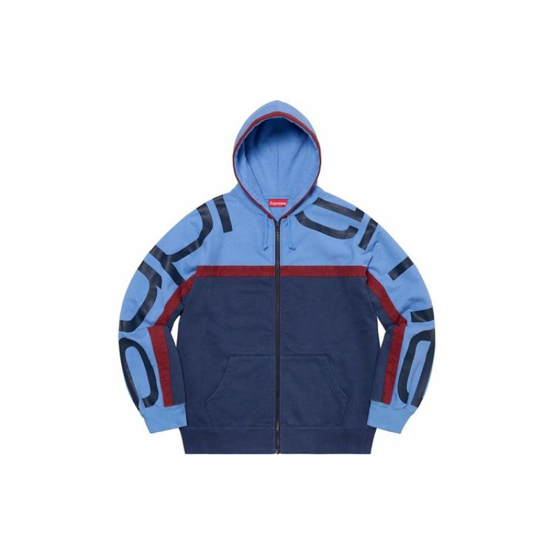 Supreme FW20 Week 13 Big Logo Paneled Zip Up Hooded Sweatshirt Logo