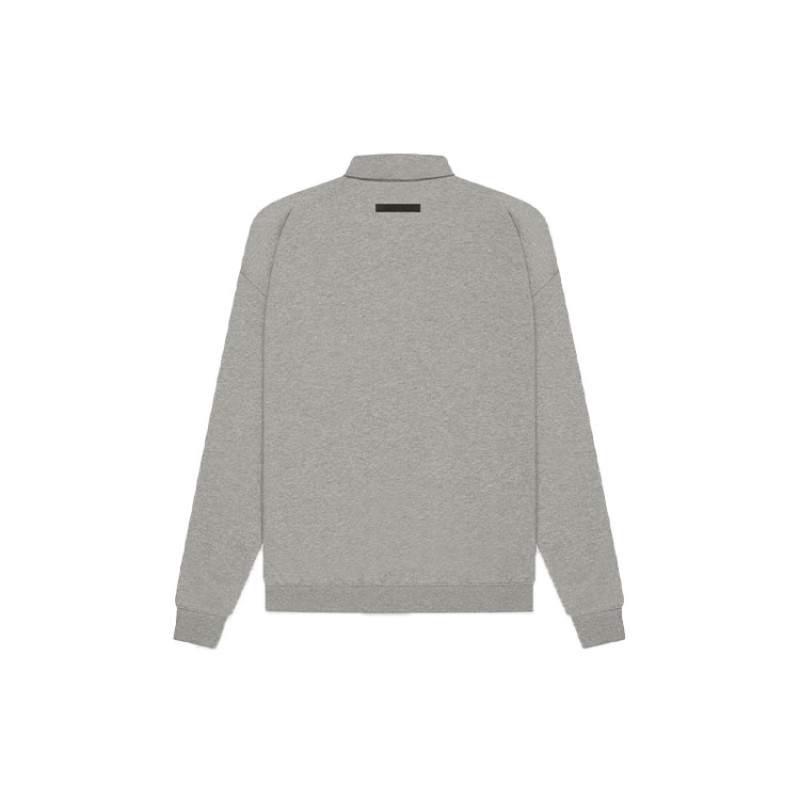 Fear of God Essentials SS21 Long Sleeve French Terry Polo Dark Heather Oatmeal Polo