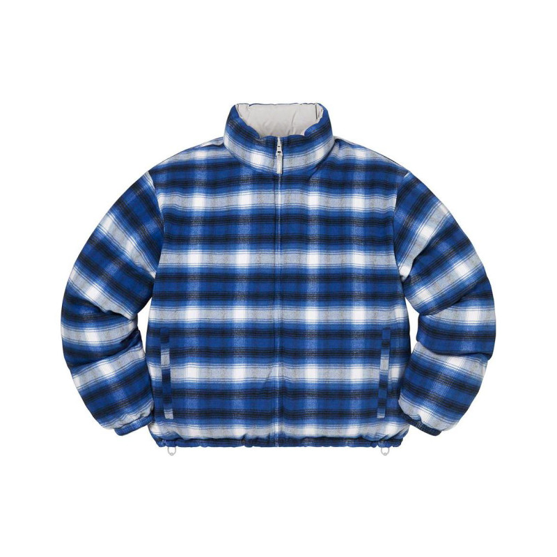 Supreme FW22 Week 8 Flannel Reversible Puffer Jacket Logo