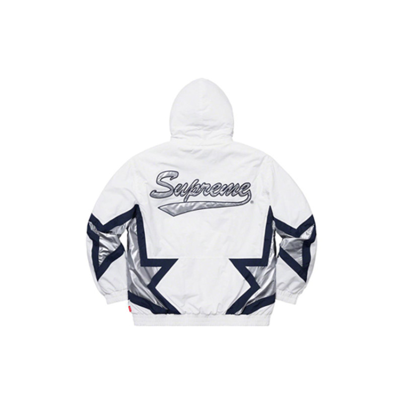 Supreme SS19 Stars Puffy Jacket White logo
