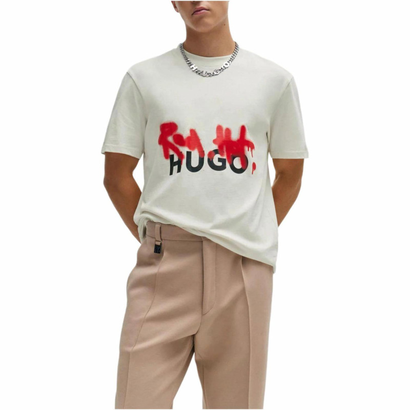 HUGO BOSS Relaxed-Fit T-Shirt In Cotton With Spray-Print Artwork T
