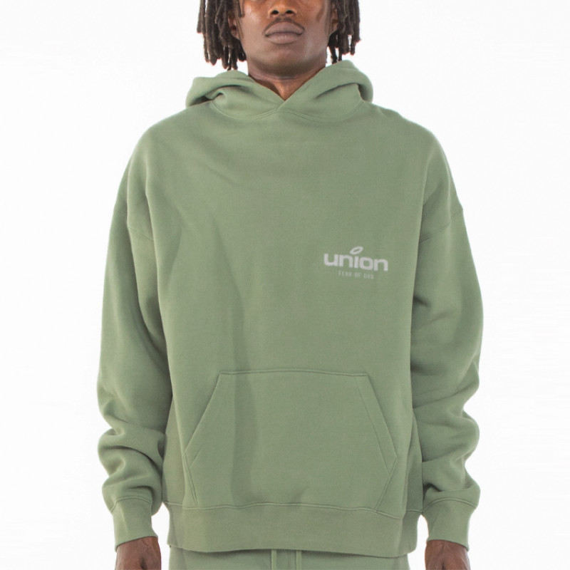 Fear of God Essentials x Union LA FW21 Vintage Hoodie Green Logo