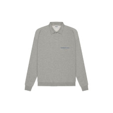 Fear of God Essentials SS21 Long Sleeve French Terry Polo Dark Heather Oatmeal Polo