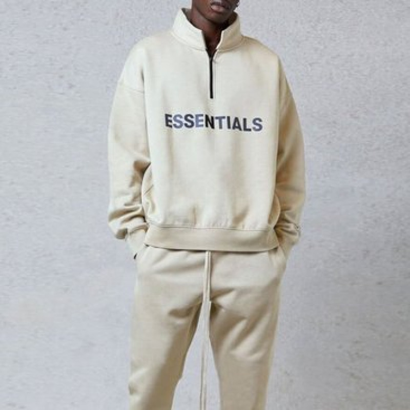 Fear of God Essentials FW20 Half Zip Sweatshirt Cream
