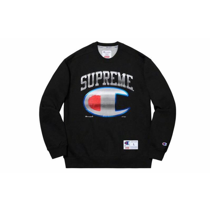 Supreme SS19 x Champion Chrome Crewneck Logo