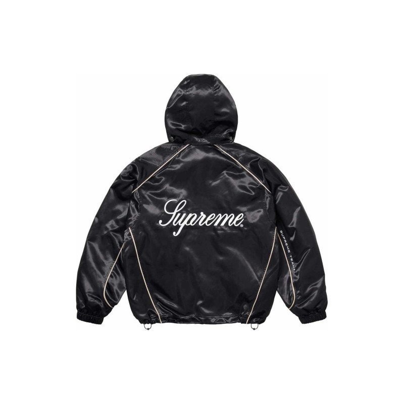 Supreme SS24 WEEK1 SATIN HOODED TRACK JACKET logo