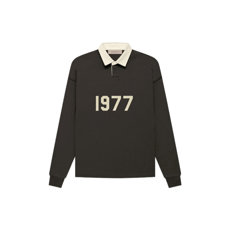 Fear of God Essentials FW22 Henley Rugby Off Black Polo