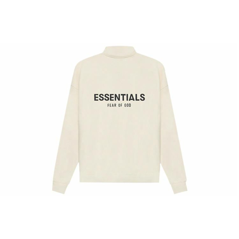 Fear of God Essentials SS21 Mockneck Half Zip ButtercreamCrea Logo