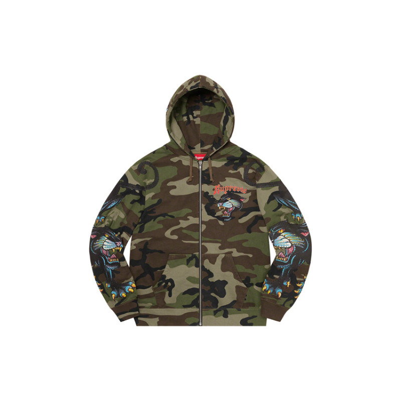 Supreme SS21 Week 15 Panther Zip Up Hooded Sweatshirt Logo