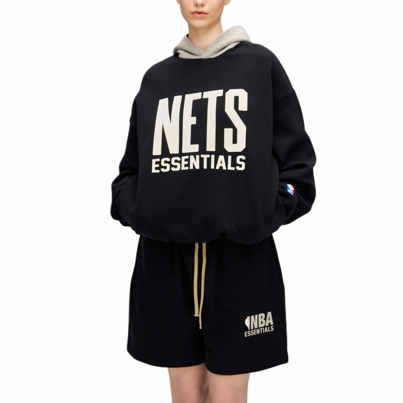 Fear of God Essentials x NBA SS25 NBA-allstar PULL OVER HOODIE - NETS BLACKWARM