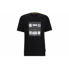 HUGO BOSS FW23 Cotton-Jersey T-Shirt With Music-Inspired Print T