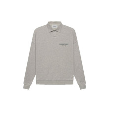 Fear of God Essentials FW21 Ls Polo Dark Heather Oatmeal LogoPolo