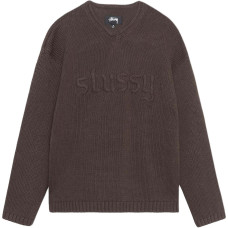 Stussy FW24 EMBROIDERED V-NECK LOGO SWEATER logoV