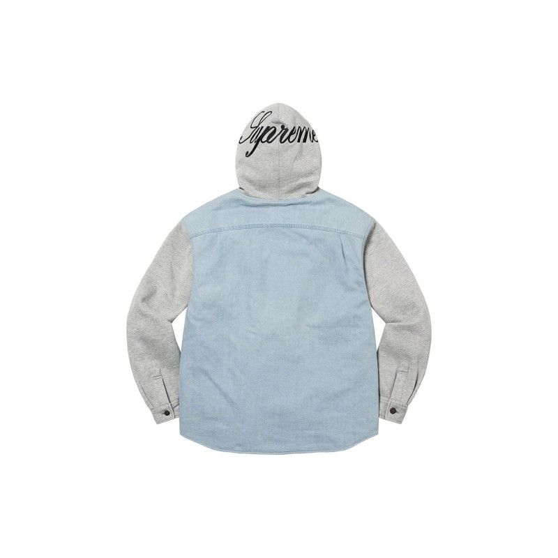 Supreme FW22 Week 12 Fleece Hooded Denim Shirt Logo