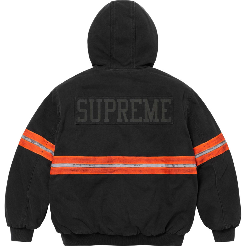 Supreme FW24 WEEK1 Reflective Stripe Hooded Work Jacket