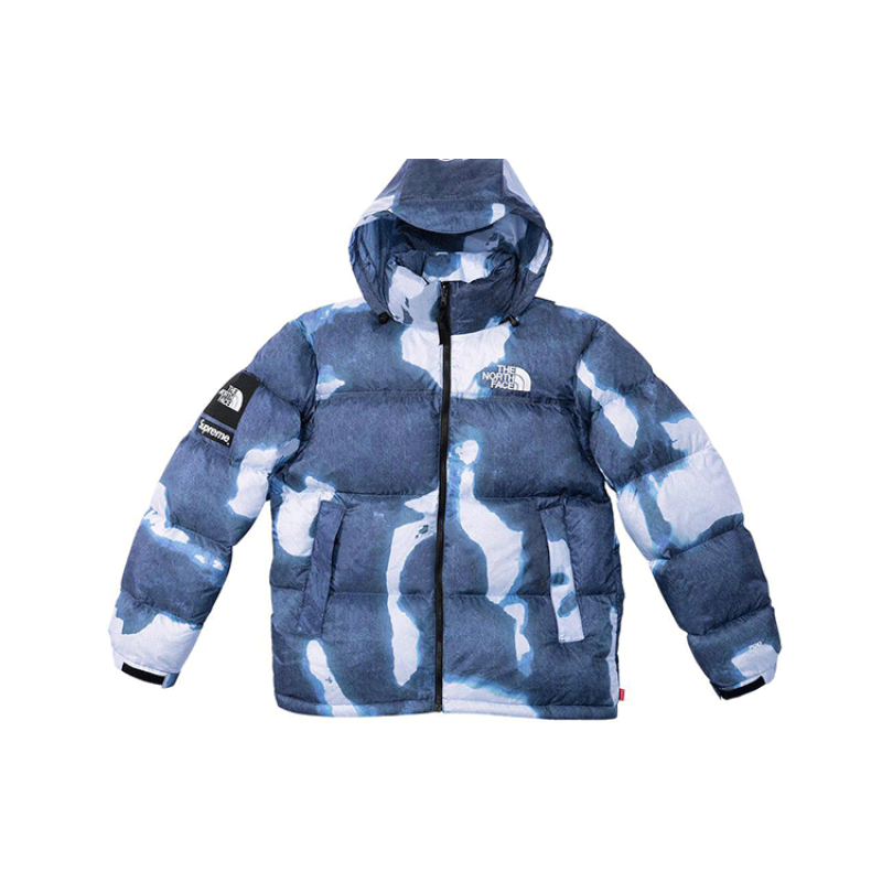 Supreme x THE NORTH FACE FW21 TNF Bleached Denim Print Nuptse Jacket