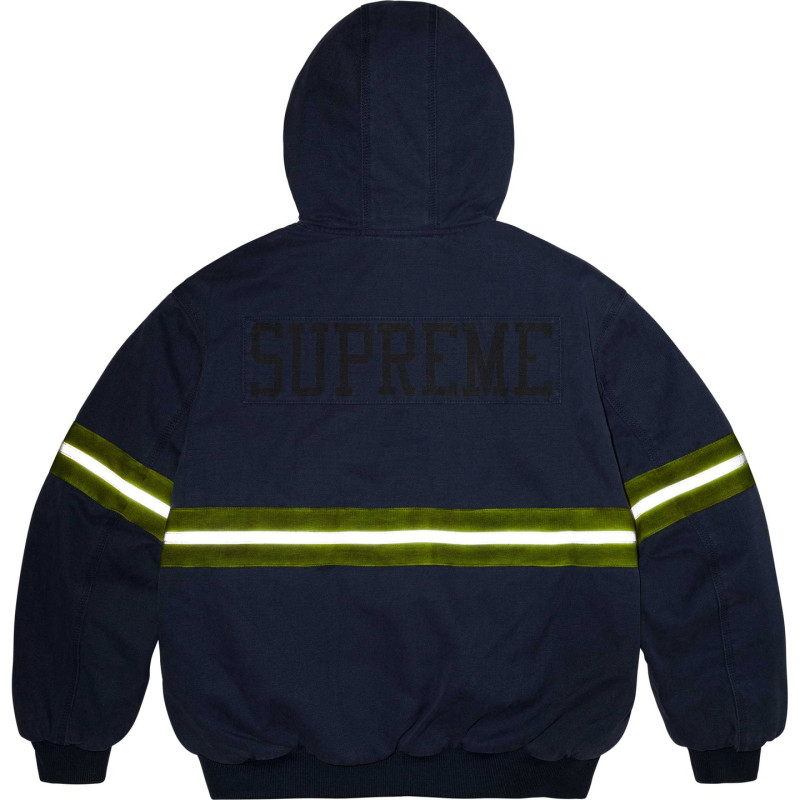 Supreme FW24 WEEK1 Reflective Stripe Hooded Work Jacket