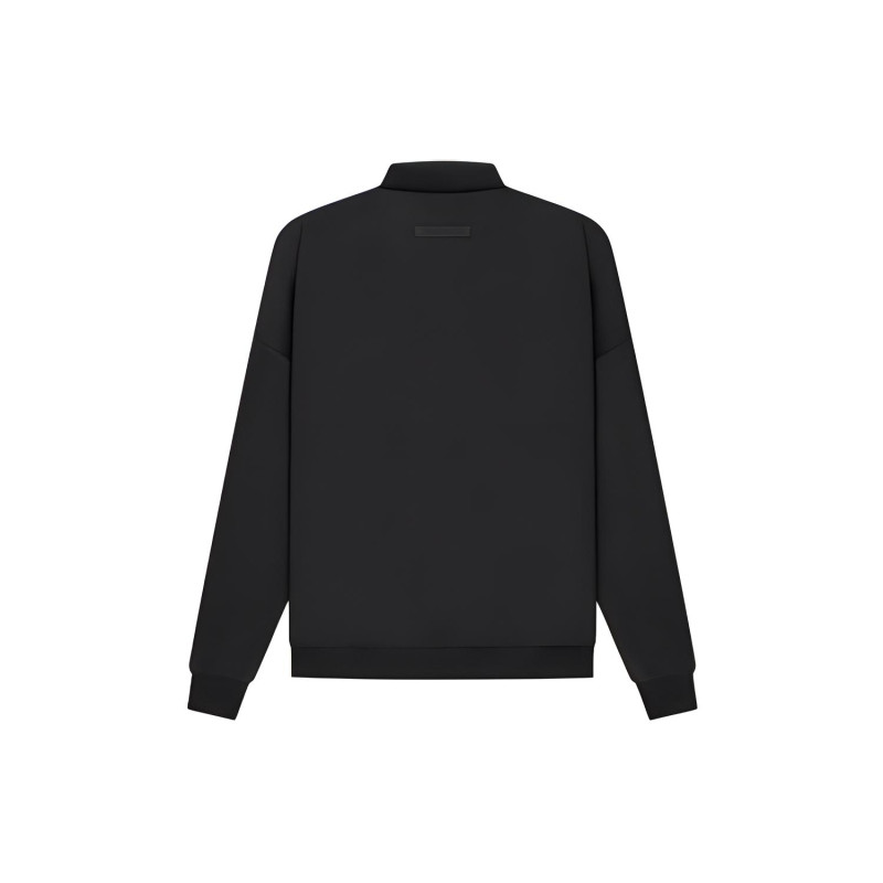 Fear of God Essentials SS21 Long Sleeve French Terry Polo Stretch Limo Black Polo