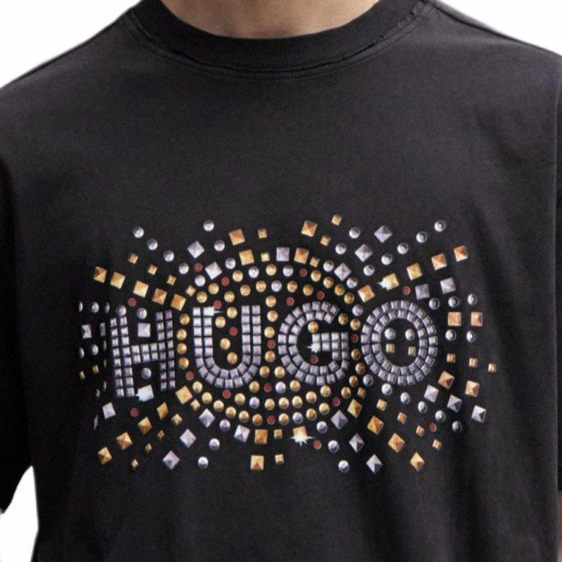 HUGO BOSS Cotton-Jersey T-Shirt With Stud-Effect Artwork T
