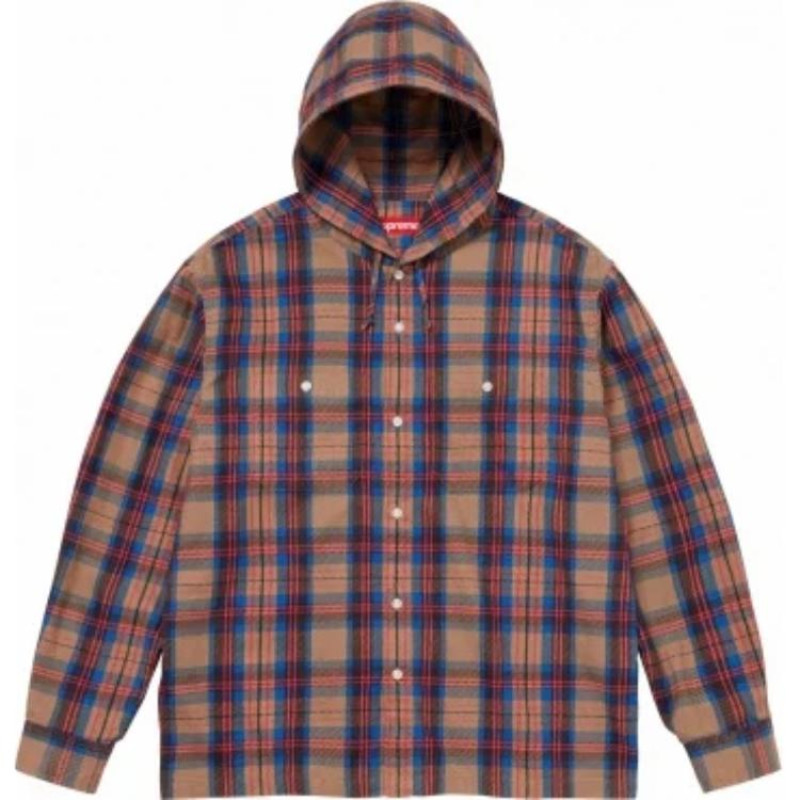 Supreme SS24 WEEK12 PRINTED HOODED FLANNEL SHIRT