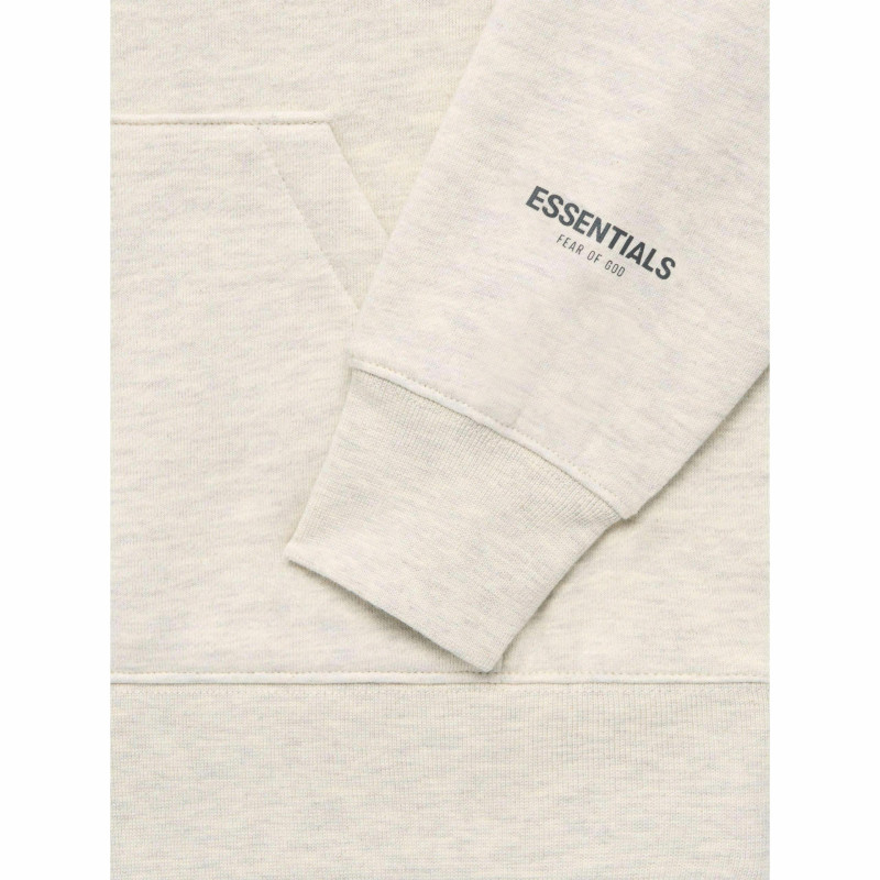 Fear of God Essentials FW21 Pullover Hoodie Light Heather Oatmeal Logo