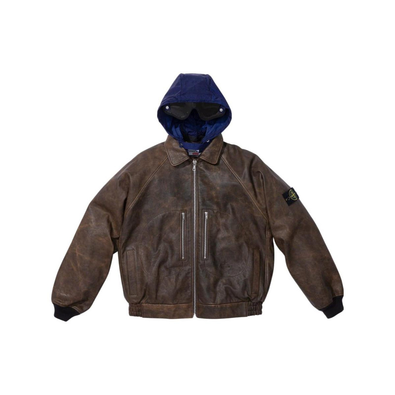 Supreme x STONE ISLAND FW23 WEEK10 LEATHER BOMBER JACKET