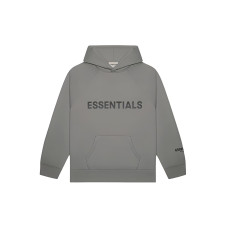 Fear of God Essentials FW20 3D Silicon Applique Pullover Hoodie Charcoal Cement Logo