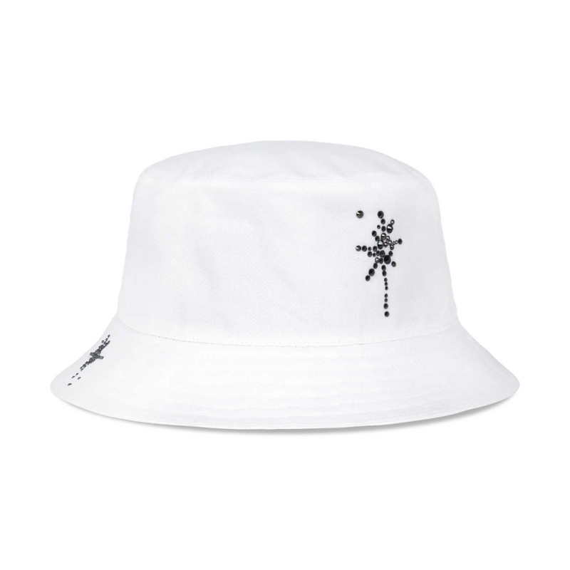 WE11DONE WHITE HOTFIX STAR BUCKET HAT logo