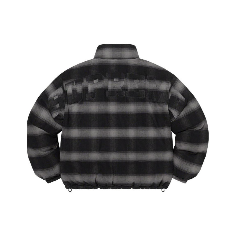 Supreme FW22 Week 8 Flannel Reversible Puffer Jacket Logo