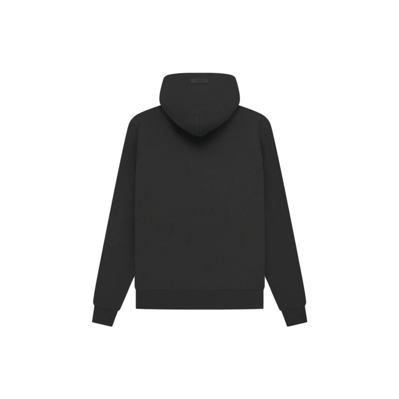 Fear of God Essentials SS23 waffle Raglan Hoodie off Black Logo