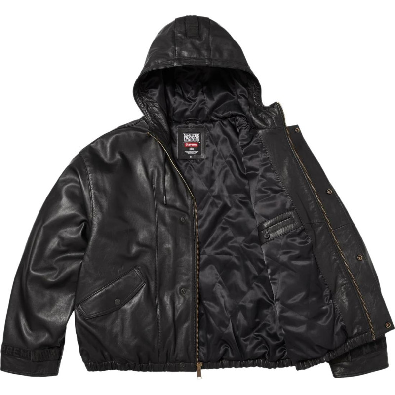 Supreme x Marith Franois Girbaud SS25 WEEK6 Hooded Leather Flight Bomber Jacket logo