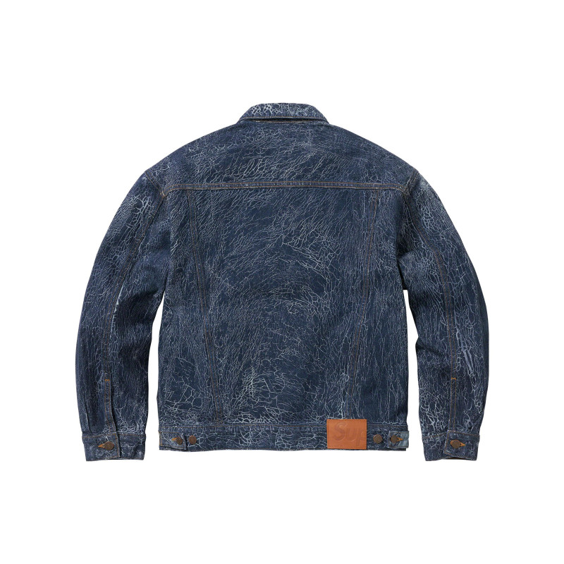 Supreme FW23 WEEK1 CRACKLE DENIM TRUCKER JACKET