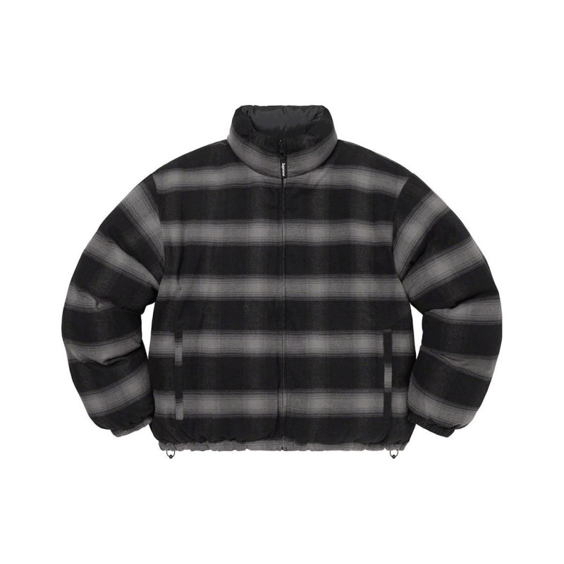 Supreme FW22 Week 8 Flannel Reversible Puffer Jacket Logo