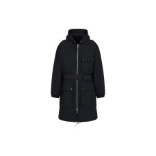 EMPORIO ARMANI Crinkle Nylon Water Repellent Trench Coat With Hood And Crossover Belt