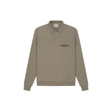 Fear of God Essentials SS21 Long Sleeve French Terry Polo Taupe LogoPolo