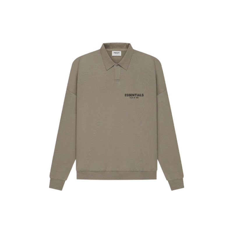 Fear of God Essentials SS21 Long Sleeve French Terry Polo Taupe LogoPolo
