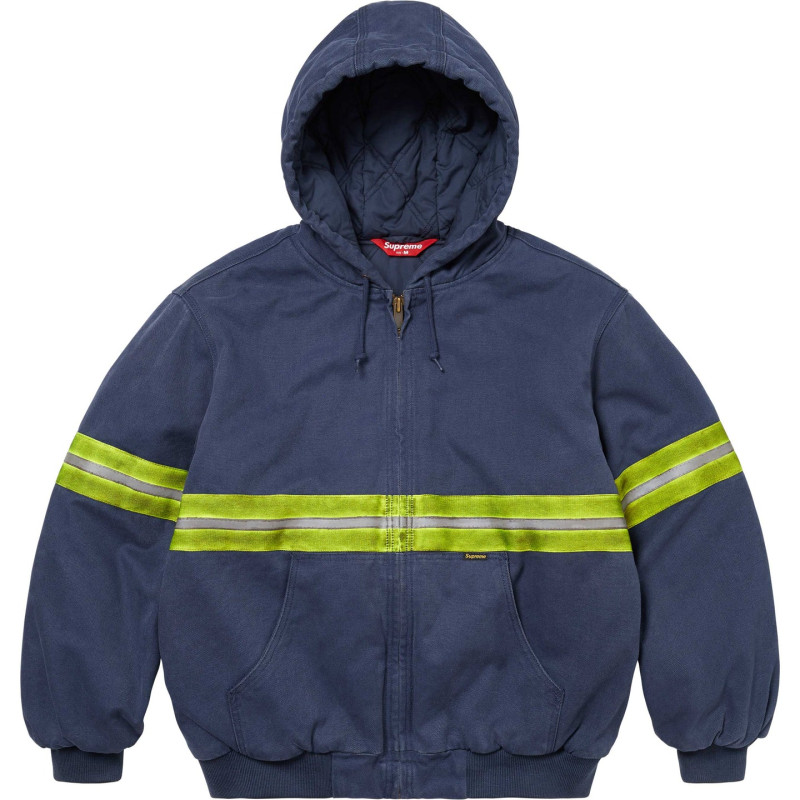 Supreme FW24 WEEK1 Reflective Stripe Hooded Work Jacket